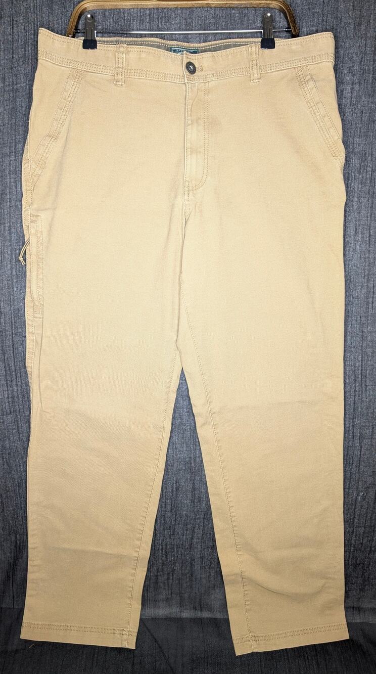 GH BASS Groundwork Canvas Work Pants Mens 36x32 Khaki Hard Service Utility